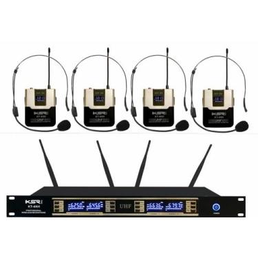 Imagem de KIT Microfone Sem Fio Quadruplo Ksr Pro Kt4 Head Multi Canais
