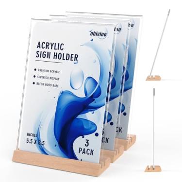 Imagem de obivioo Suporte De Acrílico Para Placas 5,5 X 8,5 Polegadas, Display Combinado Em Formato L Ou T, Mesa Alta Transparência Anúncios, Avisos, Boas-Vindas, Homenagens, Números E Outros Folhetos (3 Paco