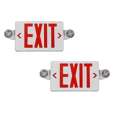 Imagem de GZRUIYANG Placa De Saída Com Luzes Emergência Vermelhas, Luz Led, Bateria Reserva, Certificação Ul 924, Ca 120/277 V, Combinação Comercial Para Empresas - Pacote 2