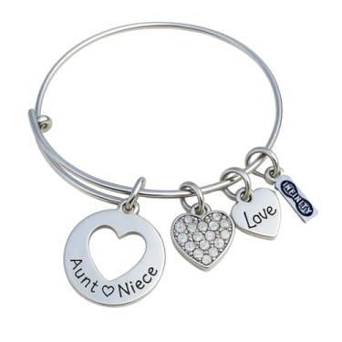 Imagem de Infinity Collection Pulseira Aunt Niece – Gravada "The Love Between an Aunt and Niece Lasts Forever" – Presente de joias de relacionamento para mulheres, Best Auntie Ever Present, 2 3 inch, Aço