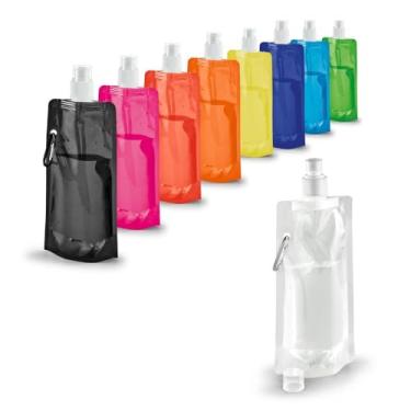 Imagem de Squeeze garrafa de água garrafinha dobrável levar na bolsa para academia 460ml Transparente (SORTIDO,3)