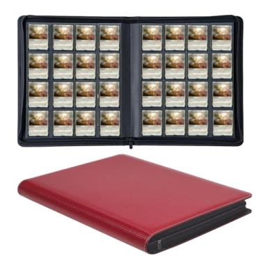 Imagem de HESTECH Pasta Para Cartões Premium Com 1000 Bolsos, Coleção De 16 Abertura Lateral Zíper, Álbuns Negociação Sem Anel Mtg, Tcg, Cards Esportivos, Vermelha