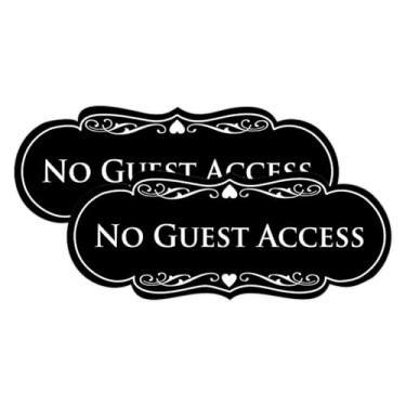 Imagem de All Quality Placa de designer sem acesso para convidados - Plástico durável e fácil instalação | Ideal para restaurantes, bares, hotéis e Airbnb - Preto - Grande (pacote com 2)