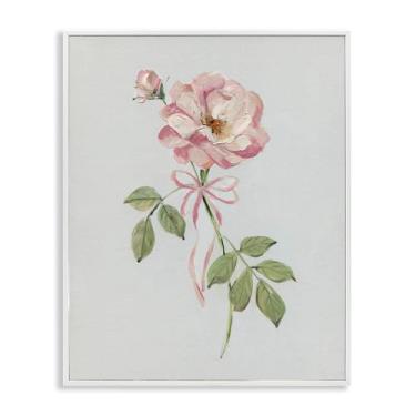 Imagem de Stupell Industries Zinnia rosa com fita branca emoldurada Giclee Art Design por Sally Swatland, 61 x 76