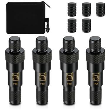 Imagem de CZC AUTO Kit de deflator automático de pneu ajustável (10-30 PSI), 4 peças de ferramenta de desinflação de ar para pneu de parafuso, acessórios off-road para off-road, Jeep e caminhões, 5 tampas de