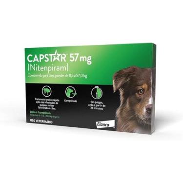 Imagem de Capstar 57 mg Antipulgas Elanco para Cães acima de 11,4 Kg, 6 comprimi