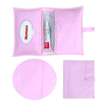 Imagem de Porta Fraldas Lenço Umidecido Pomada Portátil Para Bebê Menina Menino Feminino Masculino (Rosa Chiclete)