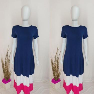 Imagem de Vestido 3 Cores - nascimentomodas2020, Azul marinho, Branco, Pink, P