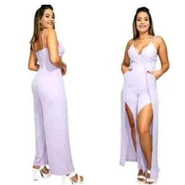 Imagem de Macacão de Alcinha Pantalona Cor Lavanda  Tam P M - FDModas 