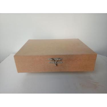 Imagem de Caixa mdf 31x23x08 com fecho e dobradiça