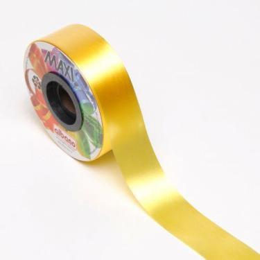 Imagem de Rolo de Fita Decorativa Para Presente 32mm x 50m - AAZ, Amarelo Claro