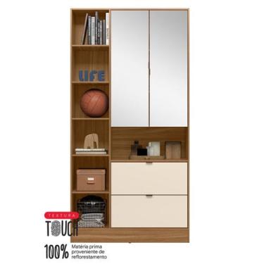 Imagem de Armario Multiuso 2 Portas 2 Gavetas com Espelho Joy Amendola - Demobil