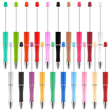 Imagem de Molain 120 canetas esferográficas com contas, canetas com contas, kit de contas DIY - Caneta de plástico colorido para crianças, estudantes, material escolar e de escritório (multicolorida)