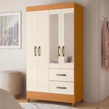 Imagem de Guarda Roupa 4 Portas Cancun Com Espelho Cinamomo Off White - CASA H