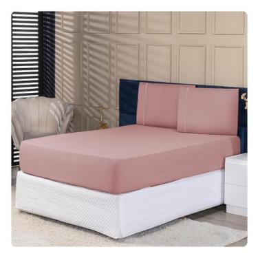 Imagem de Jogo de Lençol Micropercal King 400 Fios 3pças - Shop CasaNobre, Rosê