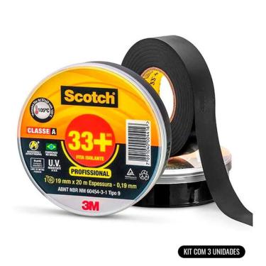 Imagem de Fita Isolante 33 + Scotch 20 Metros Kit Com 3 Unidades 3M