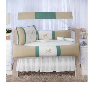 Imagem de Kit Berço Para Bebê Americano 10 Peças 100% Algodão Classico Madri Hor