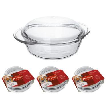 Imagem de 3 Assadeiras Vidro Terrina 2,3L Base 1,5L Tampa 0,8L Nadir - NADIR FIG