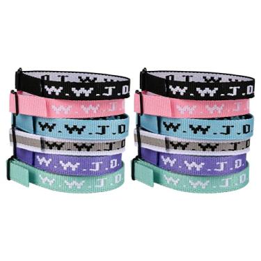 Imagem de Meajjew Pacote de pulseiras WWJD para mulheres e homens, pulseiras ajustáveis para presentes de Jesus Cristão, pulseiras WWJD - What Would Jesus Do, Fibra de poliéster, Sem Pedra Preciosa