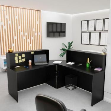 Imagem de Balcão Atendimento De Canto Em L Recepção Consultório 120x60cm - Netmo