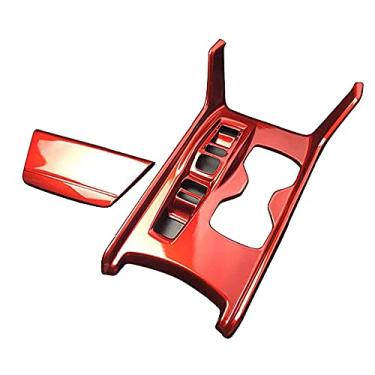 Imagem de LEXLEY 2 peças estilo vermelho moldura de câmbio painel painel capa suporte copo decoração decalque compatível com Honda Accord Hybrid 2018 2019 2020 2021, não serve para gás (sem alavanca)