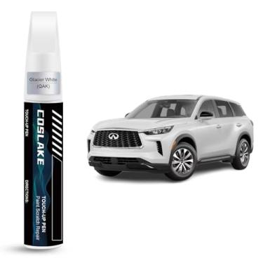 Imagem de COSLAKE Tinta de retoque de carro (branco glaciar (QAK)) para INFINITI, kit de reparo de arranhões de pintura de carro, solução rápida e fácil de reparar, caneta removedor de arranhões 2 em 1 com 2