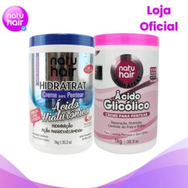 Imagem de Kit Creme Para Pentear Ácido Hialurônico + Ácido Glicólico NatuHair 1k