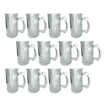 Imagem de 12 Caneca Restaurante Vidro Grosso Chopp Cerveja 380ML - PRATICASA, 0 