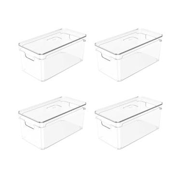 Imagem de Kit 4 Organizadores de Armários com Tampa Clear Ou 5 Litros 30 x 15 x 13 cm