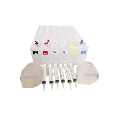 Imagem de T7251 T7252 T7253 T7254 T725A1 T725A2 Cartuchos de tinta recarregáveis vazios para impressoras E-pson F2000 F2100, 6 * 600 ml com chips únicos e 2 outras fichas brancas como presente