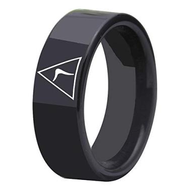 Imagem de Anéis maçônicos de rito escocês de 14º grau de cano preto de 8 mm de largura, gravação interna sem anéis de carboneto de tungstênio, Metal, Não conhecido
