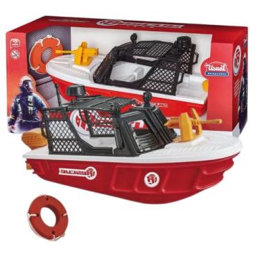 Imagem de Barco Lancha De Resgate Rescue Team 30cm - Salva-Vidas Infantil Com De