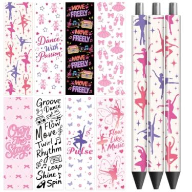 Imagem de Peacoblue Adesivo de transferência UV DTF Dança - 48 peças à prova d'água impressão HD UV DTF caneta decalques adesivos para caneta lápis DIY personalizada artesanato decorativo presentes presentes