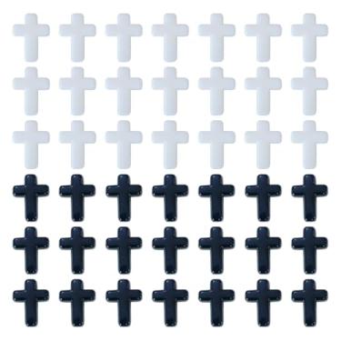 Imagem de GSHLLO 300 peças pequenas em forma de cruz pingente de cruz de plástico acrílico pingente espaçador de Páscoa contas espaçadoras soltas artesanato berloques estético chaveiro contas para decorações
