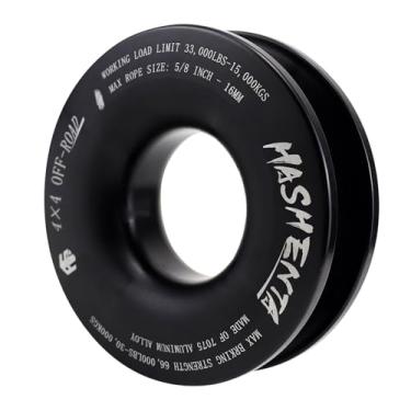 Imagem de HASHENTA 1 anel de recuperação de arrebatamento 15 kg guincho força de quebra bloco polia anel de reboque para off-road ATV UTV SXS SUV caminhão (preto)