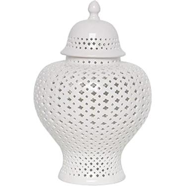 Imagem de Jarra Oca Branca Simples De Cerâmica Europeia, Ornamentos De Vaso Grande De Cerâmica Artes E Ofícios Criativos Acessórios De Decoração De Casa De Sala De Estar, 27x16cm