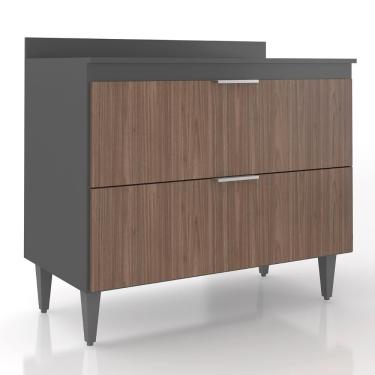 Imagem de Balcão De Cozinha Com Tampo 100cm Pérola Grafite/freijó Z34 - Mpozenato