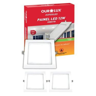 Imagem de 2 Painel Plafon Ourolux de Embutir 12W Bivolt Cor da Luz 6500K Branco 