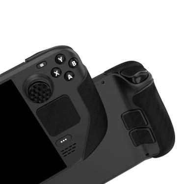 Imagem de PlayVital Almofadas de borracha macia texturizadas profissionais com alças para Steam Deck LCD e OLED, Trackpads Skin Grip Enhancement Back Button Protective Stickers with Thumb Grips - Water Ripple