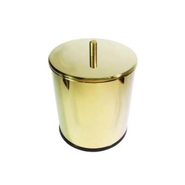 Imagem de Lixeira Redonda Dourada Margot em Aço Inox com Tampa Pino 3L - Fineza