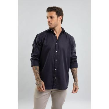 Imagem de Camisa Gola Polo Manga Longa Masculina Com Linho Dialogo-Masculino