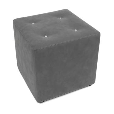 Imagem de Puff Quadrado 40x40 Banquinho Banqueta Decoração Conforto Assento Sala (Cinza Suede)