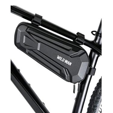 Imagem de WILD MAN Bolsa rígida de 1,8 L, à prova de chuva, com estrutura frontal de bicicleta, tubo superior, triangular, para motocicleta, selim ou mountain road bike para ciclismo (XT9, sarja)
