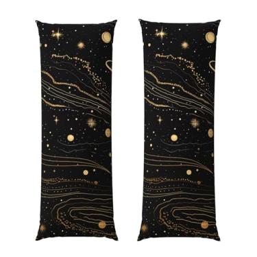 Imagem de Capa de travesseiro corporal com zíper oculto, fronha longa de microfibra macia e respirável para travesseiro corporal, capas de travesseiro temáticas espaciais douradas e prateadas para dormir