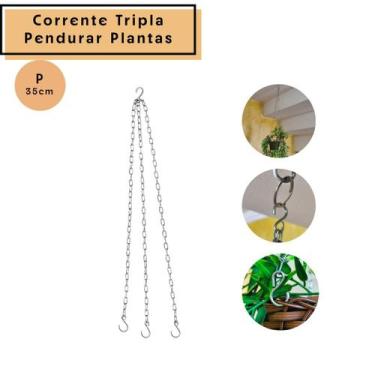 Imagem de Corrente Tripla 35cm para Pendurar Vasos Pratos e Xaxins de Plantas - 