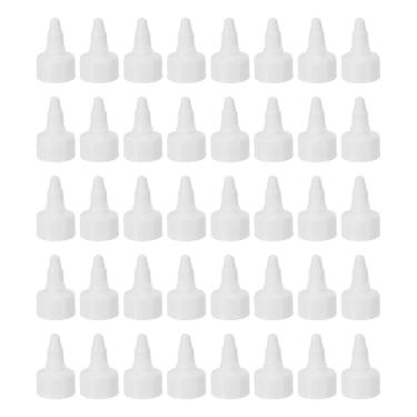 Imagem de PATIKIL Tampas de garrafa torcidas 24/410, 40 peças de tampas de substituição de garrafas de plástico com borda nervurada com junta de espuma para tampas de tinta, distribuição de cola, branco