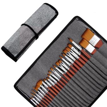 Imagem de Conjunto de pincéis de acrílico com bolsa de lona, pincéis de pintura premium para modelagem, arte, acrílico, aquarela, pintura a óleo e guache, pintura rupestre, detalhes em miniatura, arte de unhas