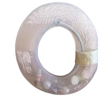 Imagem de Scrunchie Xuxa de cabelo Pompom Tela com perolas dentro branco Luxo - cor 170