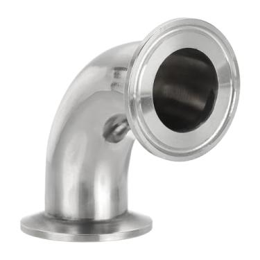 Imagem de PATIKIL Cotovelo de 90 graus 1 1/4 "(32 mm) OD, acessórios para tubos sanitários de aço inoxidável 304 braçadeiras sanitárias triplas de 3,8 cm flange de virola de 50,5 mm OD para sistemas de