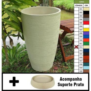 Imagem de Kit Vaso Planta + Prato 65x40 Oval Moderno Polietileno - BGPLASTICOS, 
